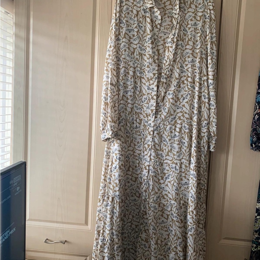 Floral Print Maxi Dress - Cream and Brown